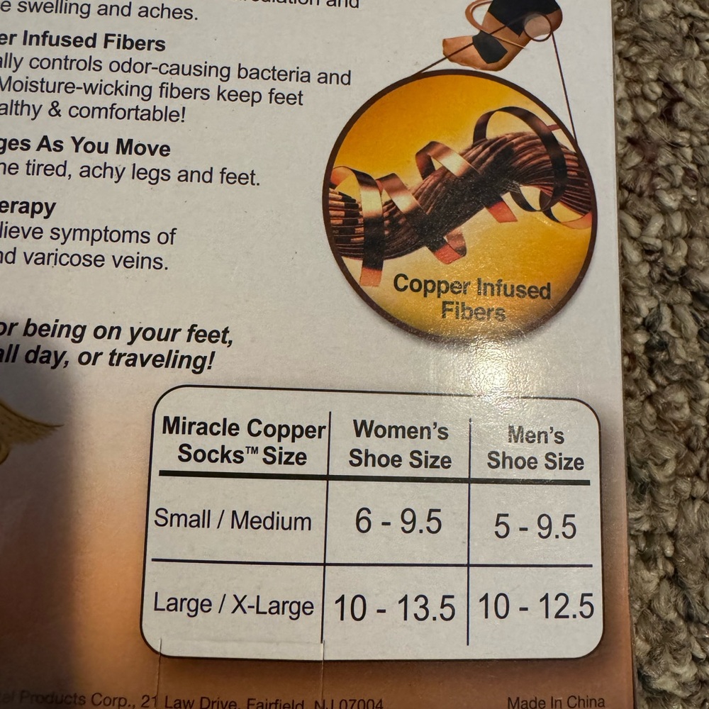 L/XL Miracle Copper Black Compression Socks new - Picture 3 of 4